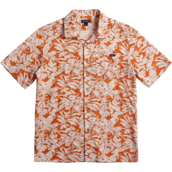Eddie Bauer Other - Hawaiian Mens Tall XL Short Sleeve Button Tropical Palm Orange Shirt Resortwear